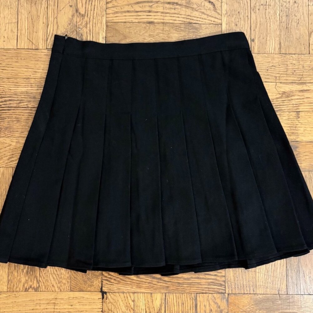 Black Pleated Skort, Miniskirt Length
